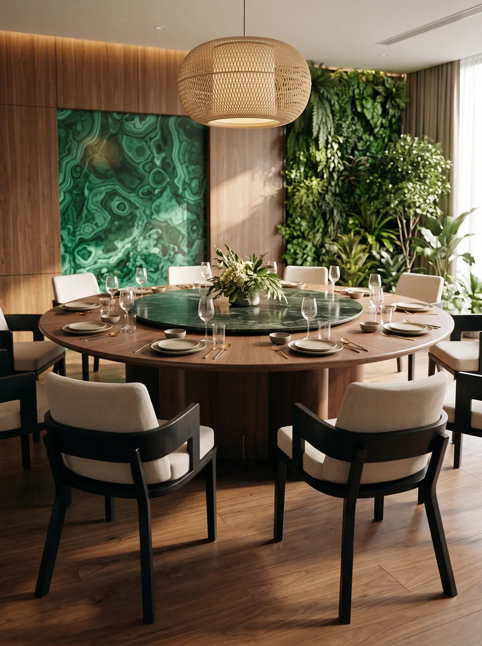 Garden Walnut Banquet Round view 2