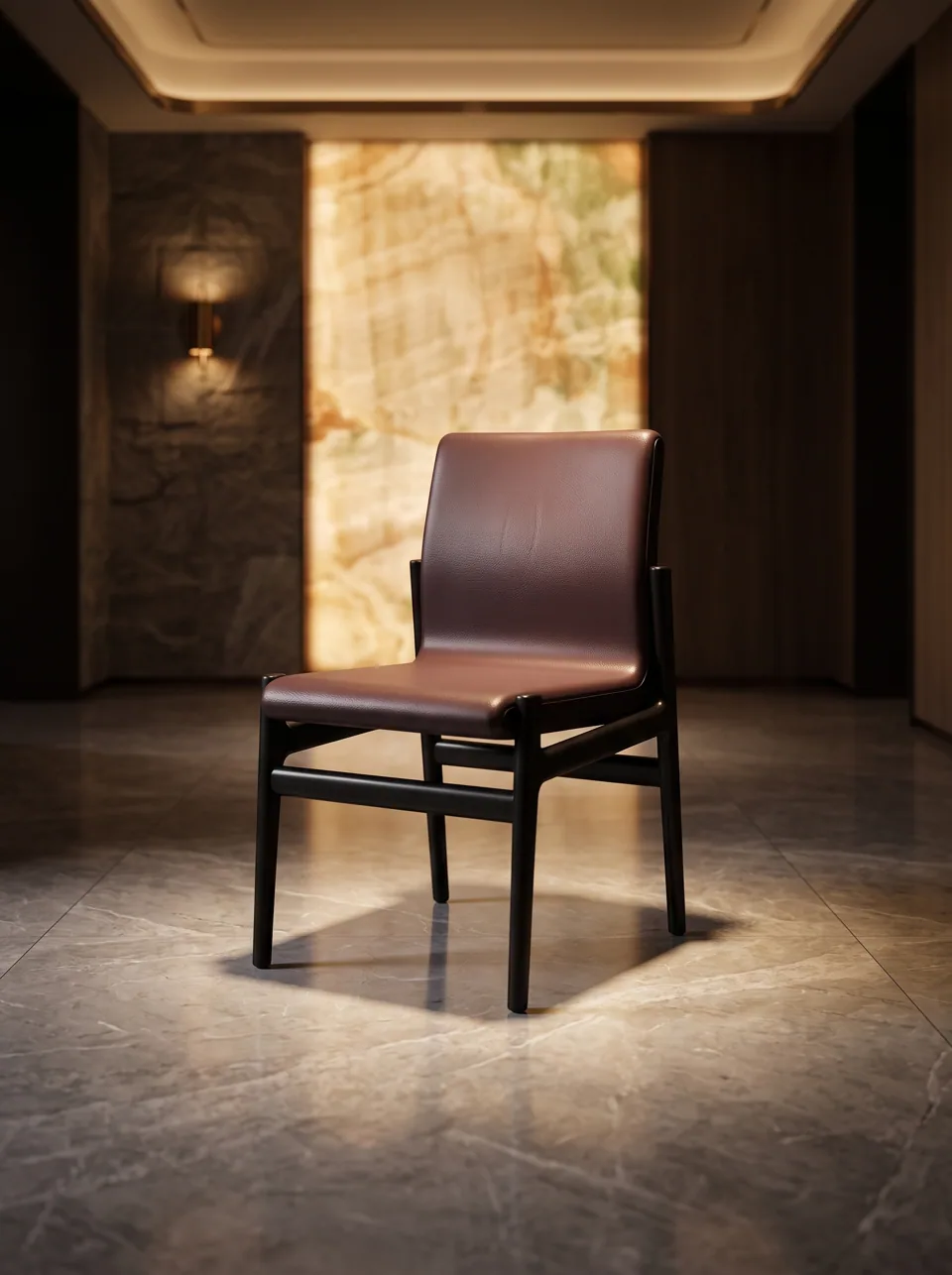 Plum Leather Private Room Chair
