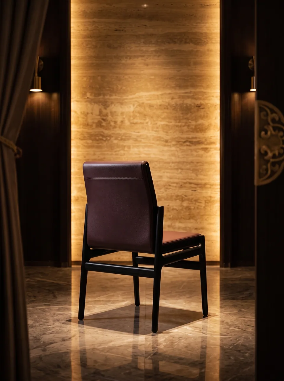 Plum Leather Private Room Chair view 2